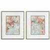 UTTERMOST "A TOUCH OF BLUSH & ROSEWOOD" GLASS FRAMED ART | SET OF 2
