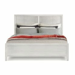 DOVETAIL ABBY WHITE WASHED CANE PANEL BED Bedroom