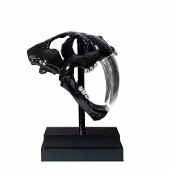 PHILLIPS COLLECTION SABER TOOTH SKULL SCULPTURE: BLACK, SILVER Pillows + Decor