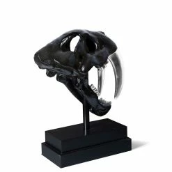 PHILLIPS COLLECTION SABER TOOTH SKULL SCULPTURE: BLACK, SILVER Pillows + Decor