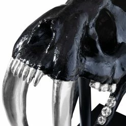 PHILLIPS COLLECTION SABER TOOTH SKULL SCULPTURE: BLACK, SILVER Pillows + Decor