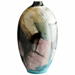 CYAN Pillows + Decor ABSTRACT SPRING PAINTED CERAMIC VASE