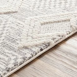 SURYA ADDA IVORY + GRAY DIAMOND TEXTURED PILE RUG