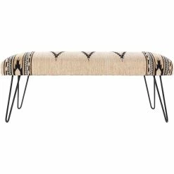 SURYA ADOBE COTTON KILIM BENCH: LIGHT CAMEL