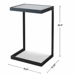 UTTERMOST Furniture AGED IRON MIRROR TOP C-TABLE