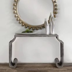 UTTERMOST AGED ZINC SCROLL CONSOLE