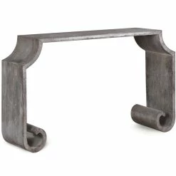 UTTERMOST AGED ZINC SCROLL CONSOLE