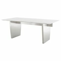 NUEVO AIDEN WHITE MARBLE + STEEL DINING TABLE | 6.5'