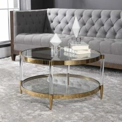 UTTERMOST Furniture ALLURE GOLD & ACRYLIC COFFEE TABLE