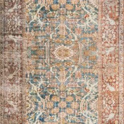 LOLOI ANANDA VINTAGE PRINT FLAT RUG: RUST, OCEAN