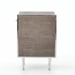FOUR HANDS ANDEL SHAGREEN BEDSIDE TABLE: CHROME Bedroom