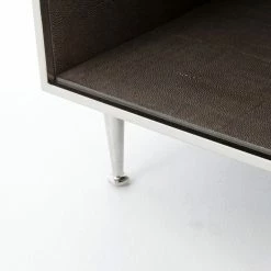 FOUR HANDS ANDEL SHAGREEN BEDSIDE TABLE: CHROME Bedroom