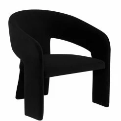 NUEVO ANISE BLACK VELVET VELOUR ACCENT CHAIR