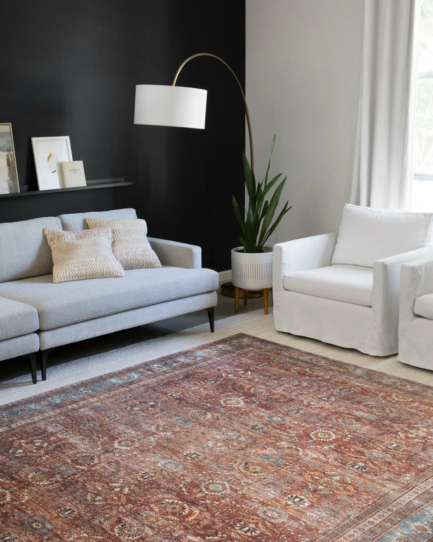 Flash Sale π LOLOI ANJALI VINTAGE PRINT FLAT RUG: BRICK, BLUE β 7 LOLOI ANJALI VINTAGE PRINT FLAT RUG: BRICK, BLUE