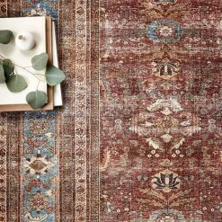 Flash Sale π LOLOI ANJALI VINTAGE PRINT FLAT RUG: BRICK, BLUE β 14 LOLOI ANJALI VINTAGE PRINT FLAT RUG: BRICK, BLUE