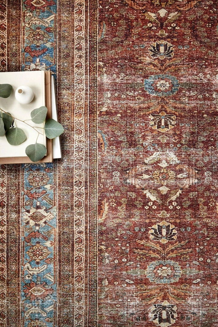 Flash Sale π LOLOI ANJALI VINTAGE PRINT FLAT RUG: BRICK, BLUE β 4 LOLOI ANJALI VINTAGE PRINT FLAT RUG: BRICK, BLUE