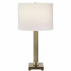 UTTERMOST ANTIQUE BRASS COLUMN TABLE LAMP