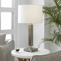 UTTERMOST ANTIQUE BRASS COLUMN TABLE LAMP