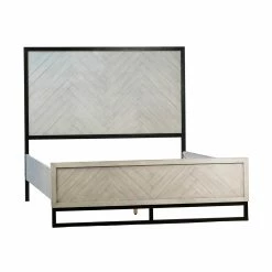 DOVETAIL ANTIQUE GREY WASH HERRINGBONE PANEL BED Bedroom