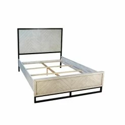 DOVETAIL ANTIQUE GREY WASH HERRINGBONE PANEL BED Bedroom