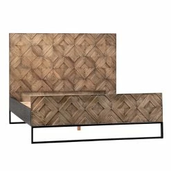 DOVETAIL ANTIQUE OAK MOSAIC PANEL BED