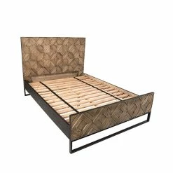 DOVETAIL ANTIQUE OAK MOSAIC PANEL BED