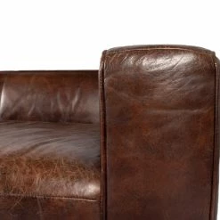 MOES ANTWERP CIGAR BROWN LEATHER SOFA Living Room