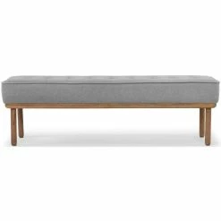 NUEVO Living Room ARLO UPHOLSTERED BENCH: LIGHT GREY
