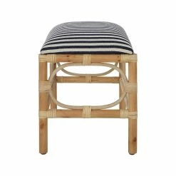 UTTERMOST ASHORE RATTAN WRAPPED SMALL BENCH: NAVY STRIPE Furniture