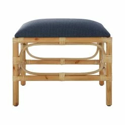 UTTERMOST Furniture ASHORE RATTAN WRAPPED SMALL BENCH: NAVY