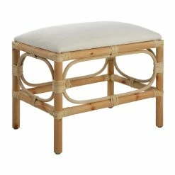 UTTERMOST Furniture ASHORE RATTAN WRAPPED SMALL BENCH: WHITE