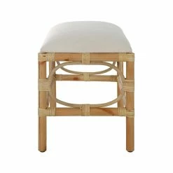 UTTERMOST Furniture ASHORE RATTAN WRAPPED SMALL BENCH: WHITE