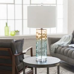 SURYA ASTOR GLASS LAMP: AQUA, CAMEL