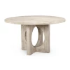 DOVETAIL Furniture ASPEN 54"RD WHITE WASHED PINE DINING TABLE