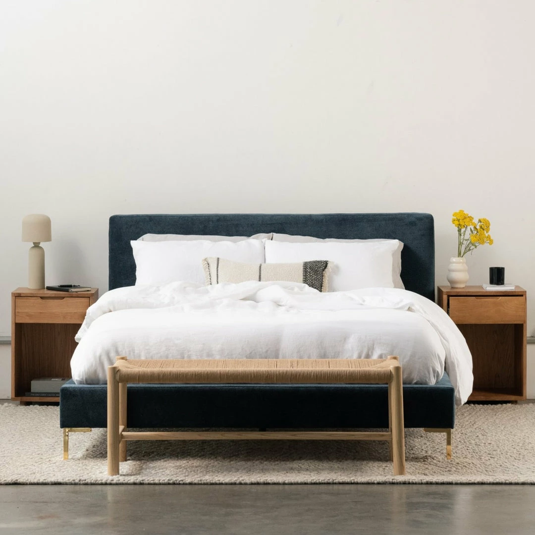 Flash Sale ๐ MOES ASTRID MIDNIGHT BLUE VELVET PLATFORM BED ๐ 2 MOES ASTRID MIDNIGHT BLUE VELVET PLATFORM BED