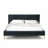 MOES ASTRID MIDNIGHT BLUE VELVET PLATFORM BED