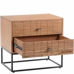 MOES Furniture ATELIER NATURAL CARVED WOOD NIGHTSTAND