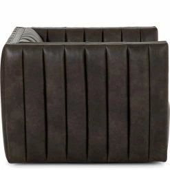 FOUR HANDS AUGUSTINE CHANNEL TUFTED LEATHER SWIVEL CHAIR