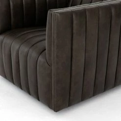 FOUR HANDS AUGUSTINE CHANNEL TUFTED LEATHER SWIVEL CHAIR