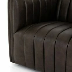 FOUR HANDS AUGUSTINE CHANNEL TUFTED LEATHER SWIVEL CHAIR