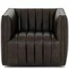 FOUR HANDS AUGUSTINE CHANNEL TUFTED LEATHER SWIVEL CHAIR