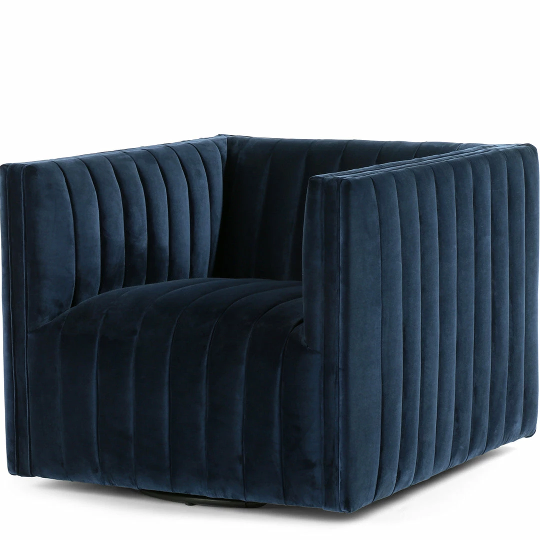 Discount π FOUR HANDS AUGUSTINE CHANNEL TUFTED NAVY VELVET SWIVEL CHAIR Living Room π 2 FOUR HANDS AUGUSTINE CHANNEL TUFTED NAVY VELVET SWIVEL CHAIR Living Room