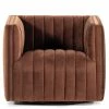 FOUR HANDS AUGUSTINE CHANNEL TUFTED AUBURN VELVET SWIVEL CHAIR Furniture