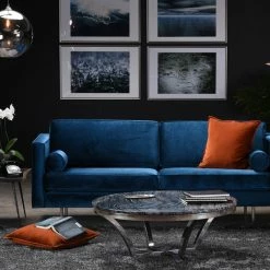 NUEVO AURORA POLISHED STEEL + MARBLE COFFEE TABLE