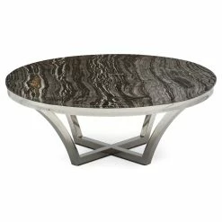 NUEVO AURORA POLISHED STEEL + MARBLE COFFEE TABLE