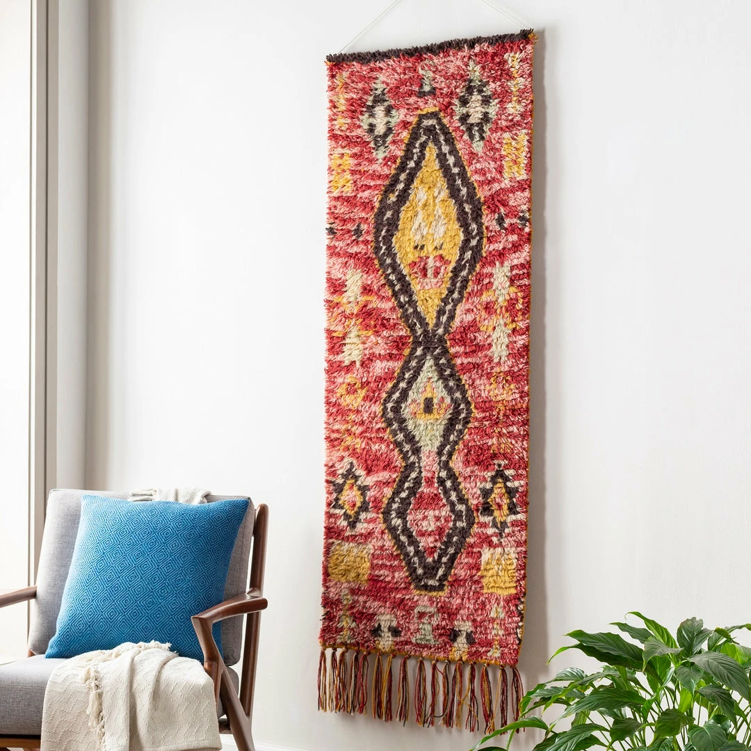 New π₯° SURYA Wall Sculptures + Decor AZILAL RED + YELLOW MORROCCAN WALL TAPESTRY π 3 SURYA Wall Sculptures + Decor AZILAL RED + YELLOW MORROCCAN WALL TAPESTRY