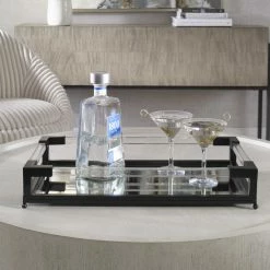UTTERMOST BALKAN MIRRORED SERVING TRAY: BLACK Accessories