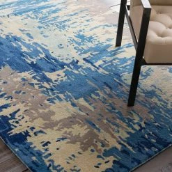 SURYA DIBA WOOL RUG: BLUE