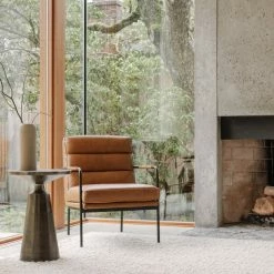 MOES BAUER CHESTNUT LEATHER ARM CHAIR