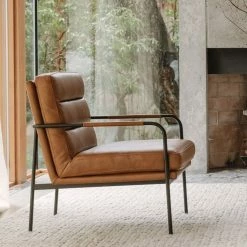 MOES BAUER CHESTNUT LEATHER ARM CHAIR